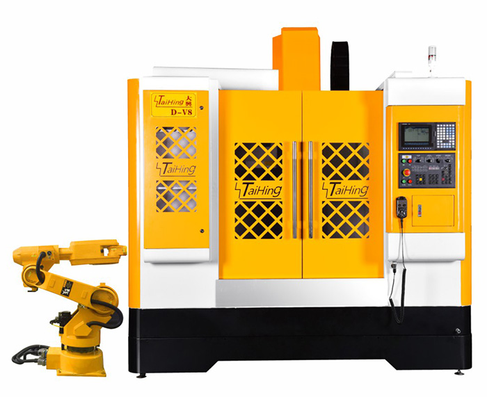 线轨机D-V8（三菱系统）—CNC850三轴线轨机(高速高精密零件立式加工中心机） （带油雾得理器） 主轴转速达18000转 ，带机械手